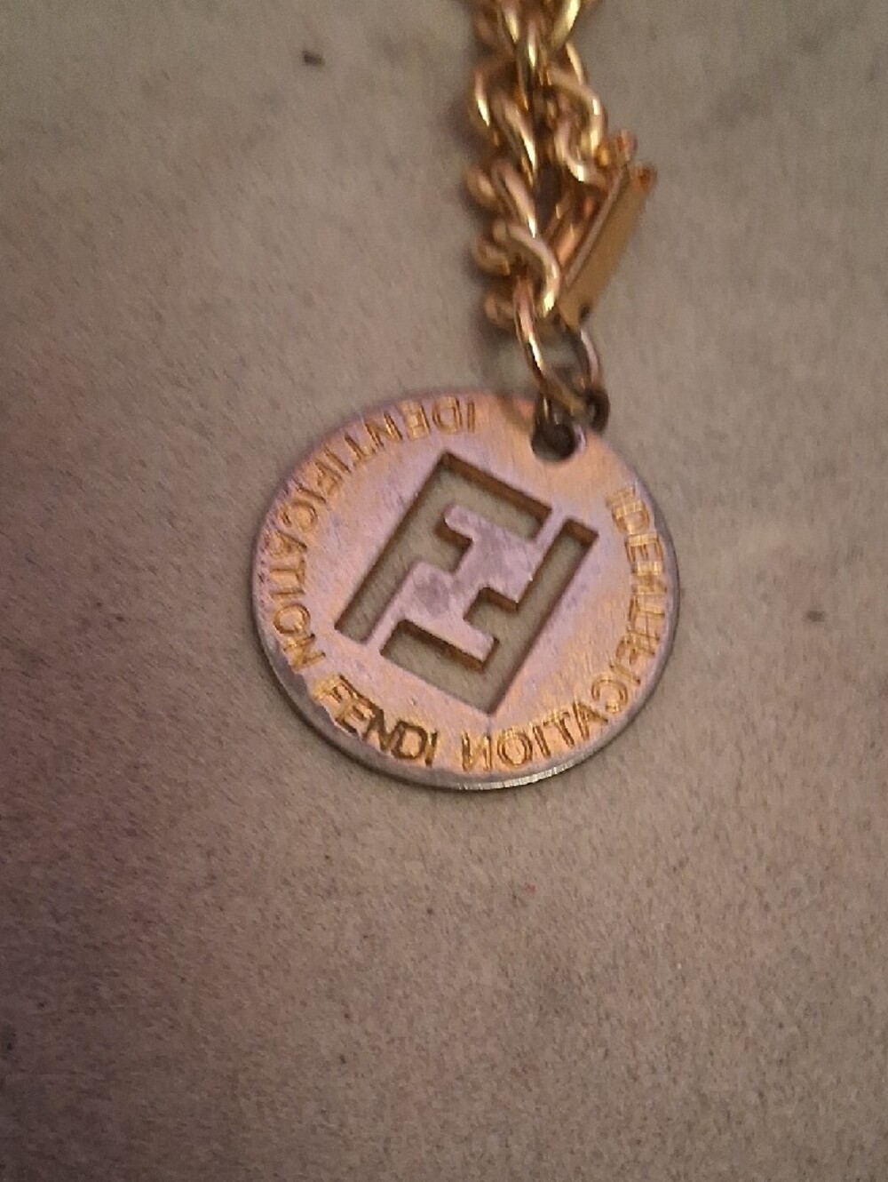 Fendi Gold-Tone Round Logo Pendant Chain Bracelet - Picture 2 of 4